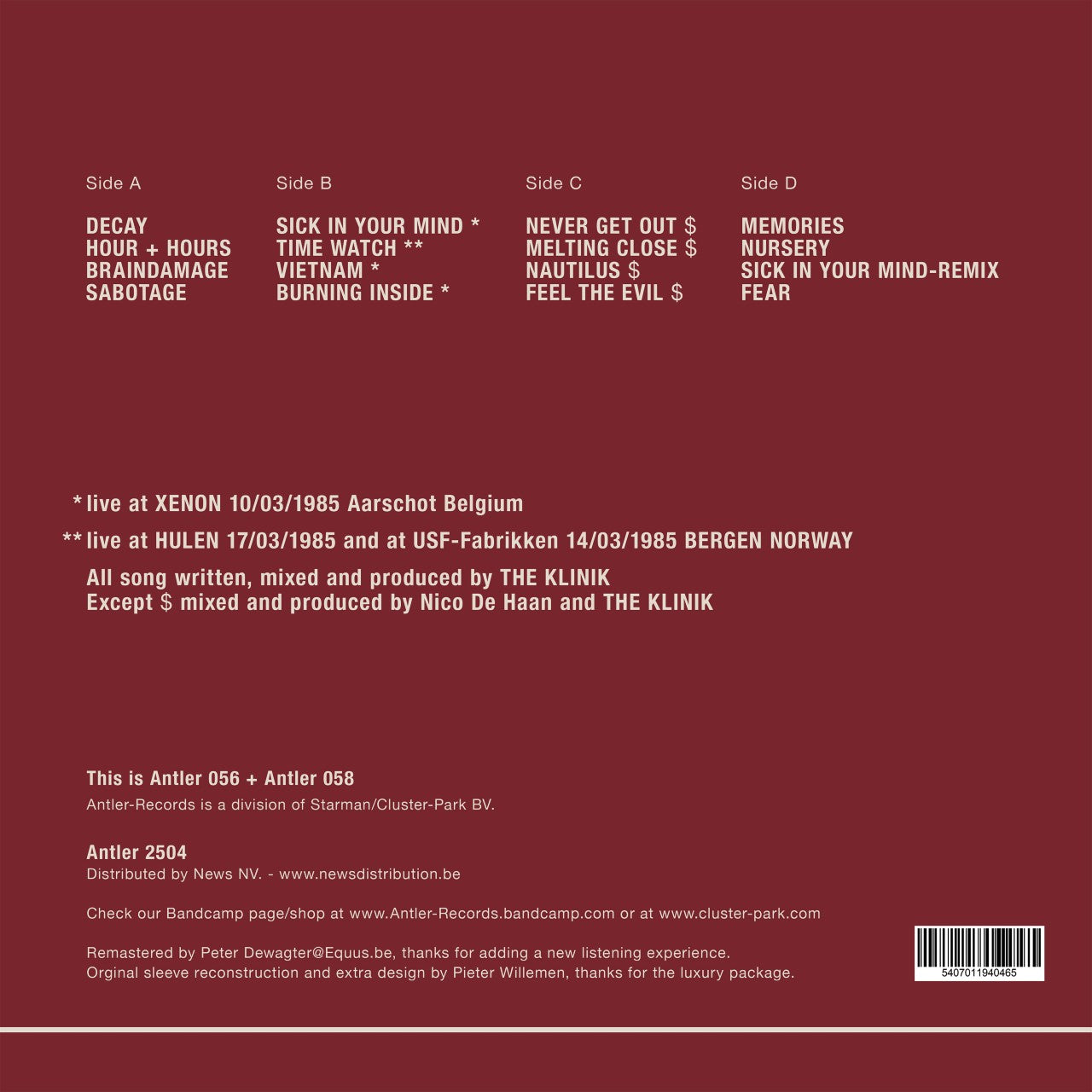 The Klinik - Sabotage + Melting Close + Fear